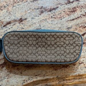 Coach Brown and Blue Glasses Case